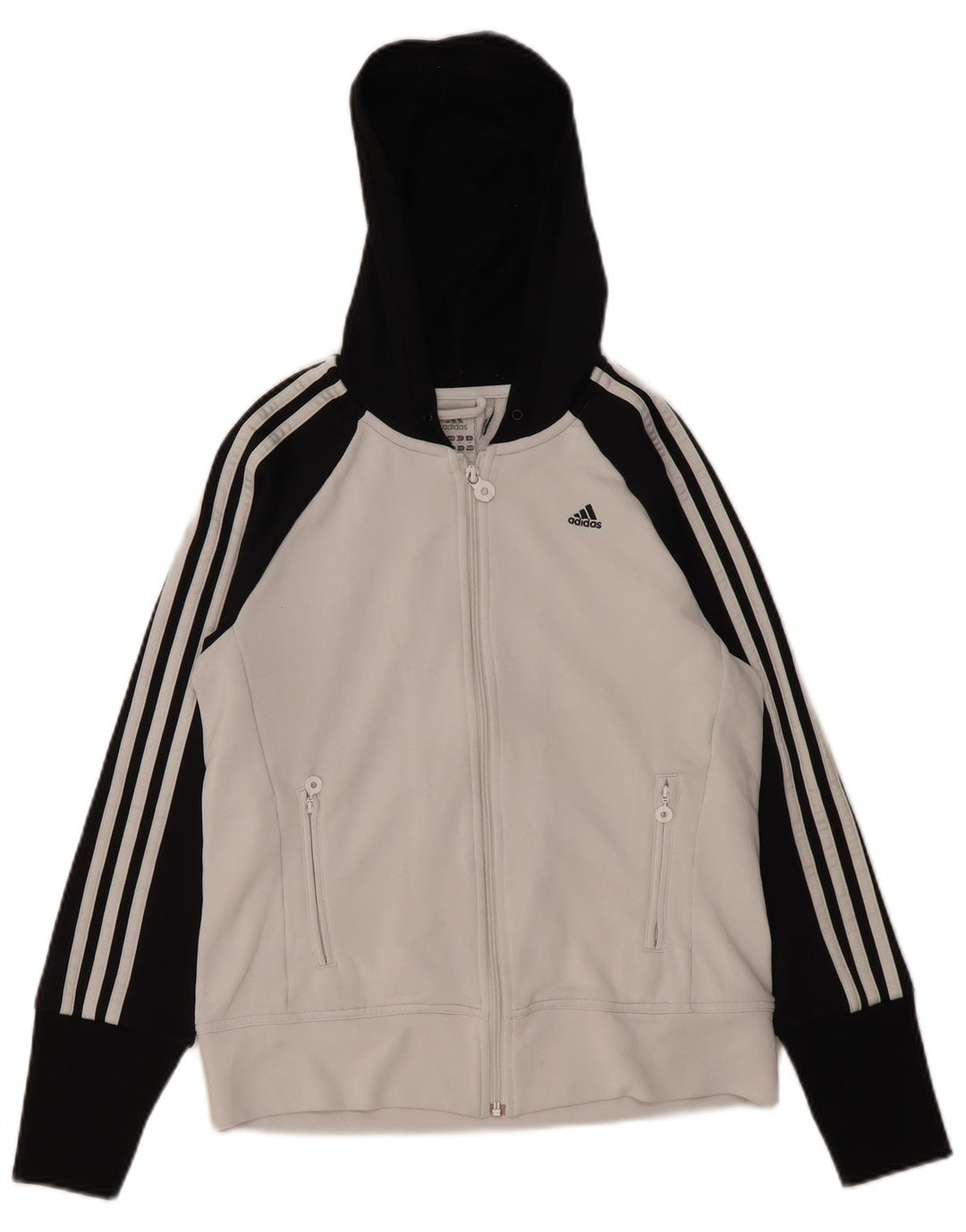 Maglione con cappuccio e zip Adidas Clima 365 da donna UK 14 Medium White Colourblock