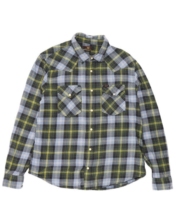 Camicia Lee da uomo slim fit in flanella XL in cotone a quadri blu