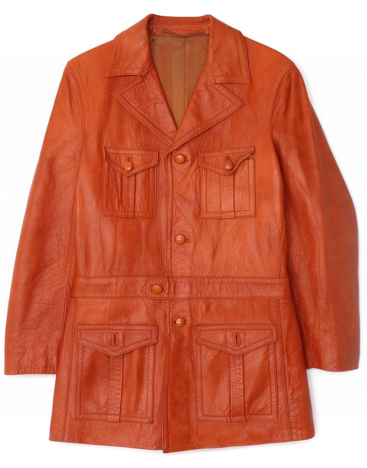 Vintage da uomo UK 34 XS in pelle marrone