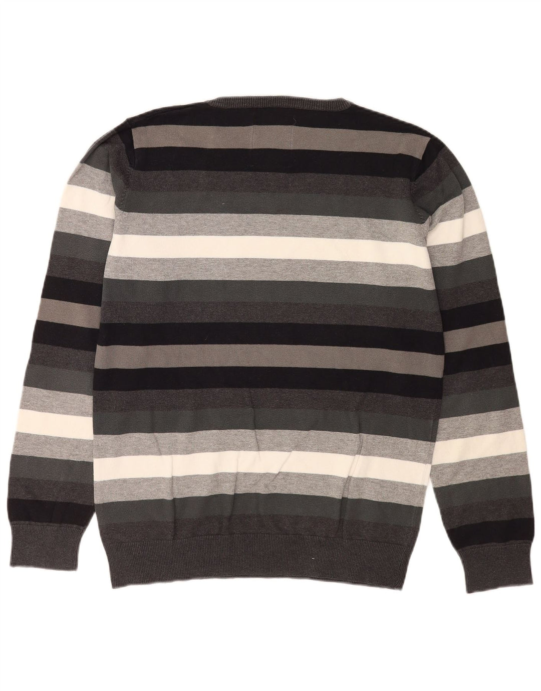 Jack & Jones Maglione da uomo con scollo a V a righe grandi grigie