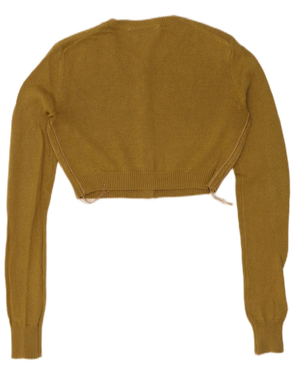 Maglione cardigan corto da donna Zara UK 10 piccolo cotone verde