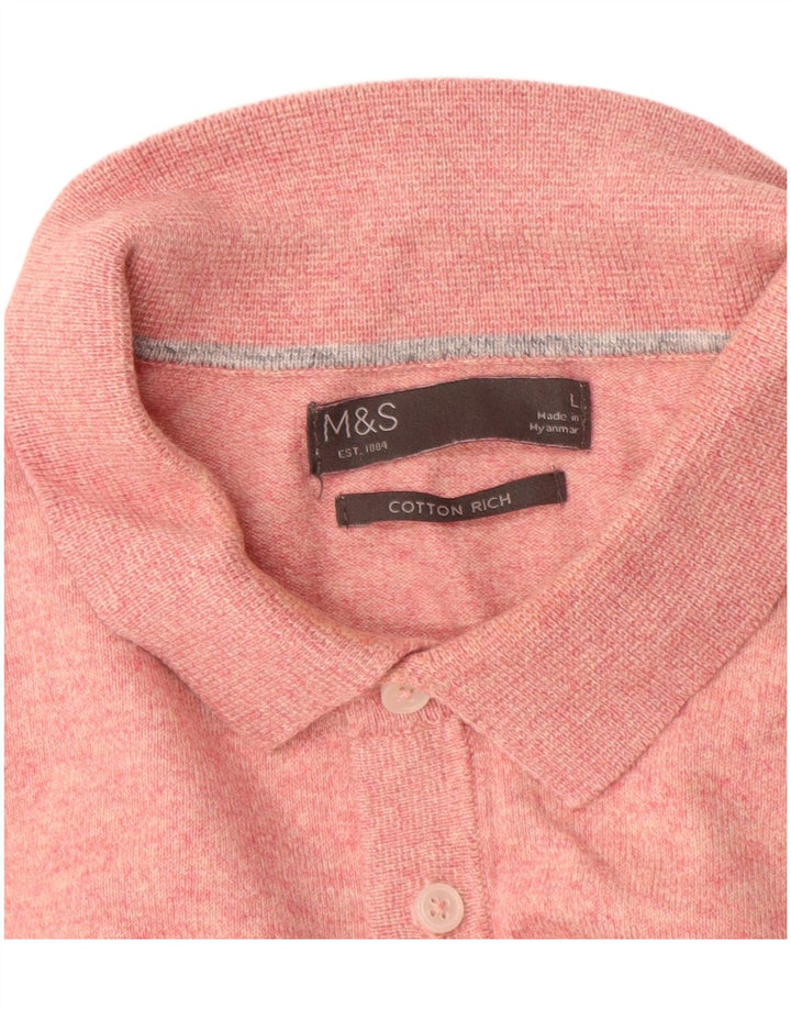 Maglione da uomo Marks & Spencer con collo alto, grande cotone rosa
