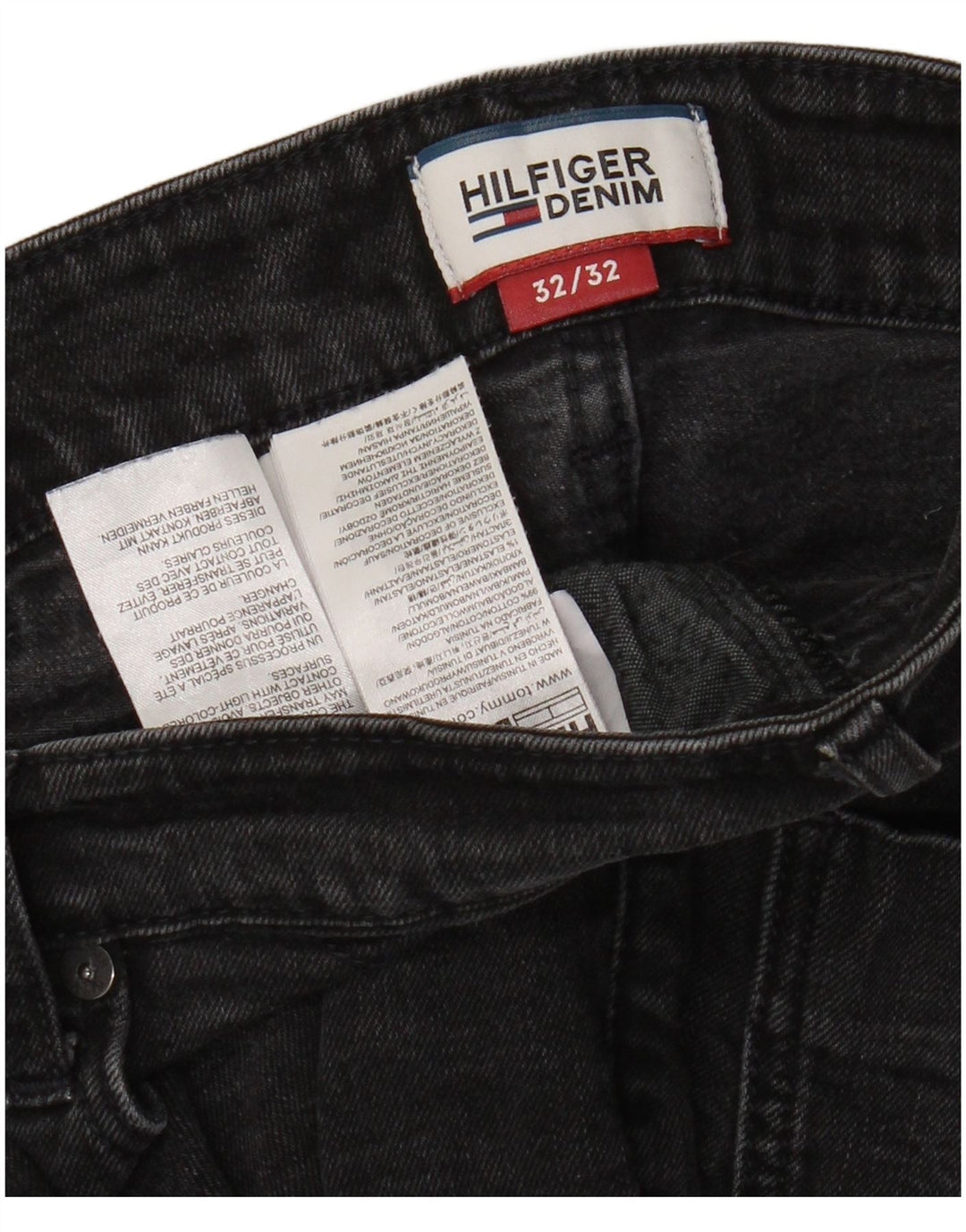 Jeans slim da uomo Tommy Hilfiger W32 L32 cotone nero