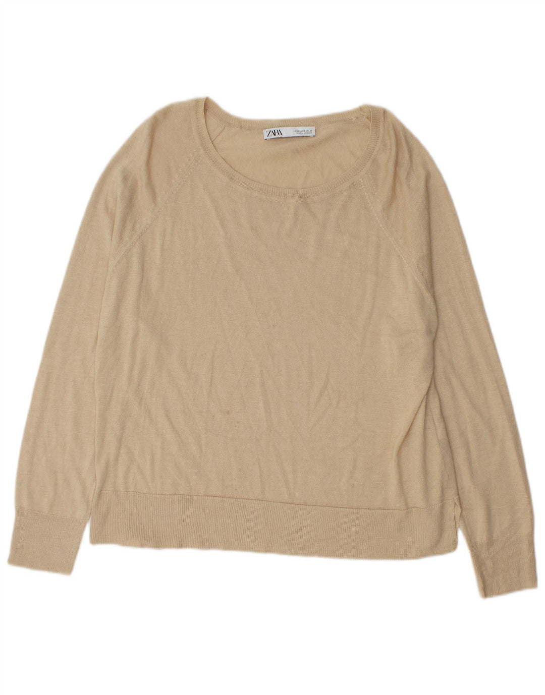Maglione Zara da donna con scollo a barca UK 14 Viscosa beige medio