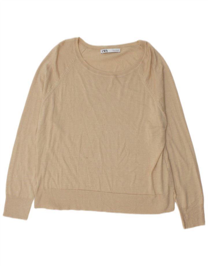 Maglione Zara da donna con scollo a barca UK 14 Viscosa beige medio