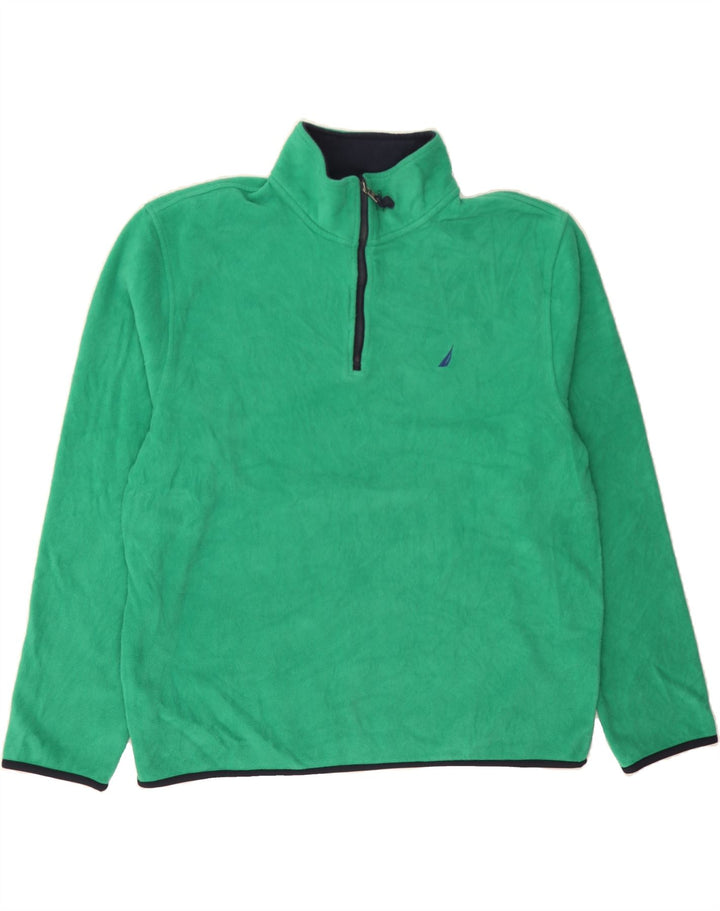 NAUTICA Mens Zip Neck Fleece Jumper Large Green Polyester Vintage Nautica and Second-Hand Nautica from Messina Hembry 