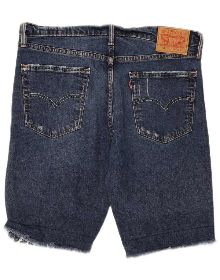 LEVI'S Mens 511 Distressed Denim Shorts W36 Large Blue Cotton