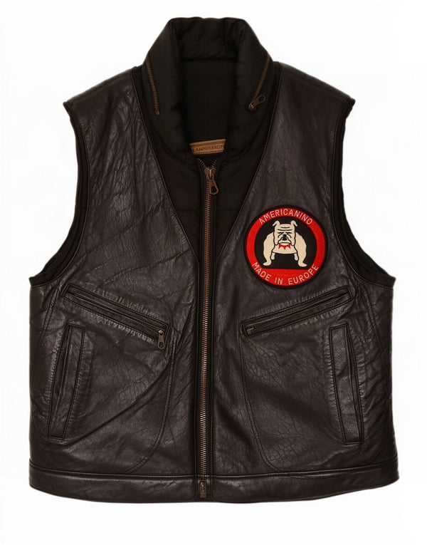 Gilet da uomo in pelle imbottito con grafica Americanino UK 40 grande nero