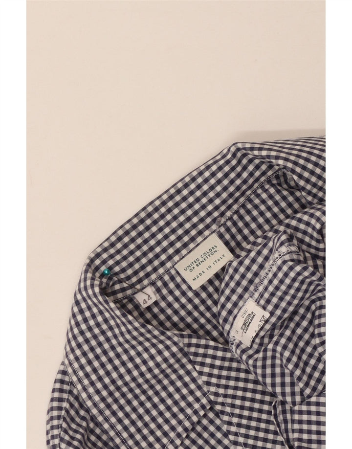 Camicia Donna Benetton IT 44 Cotone Vichy Blu Navy Medio