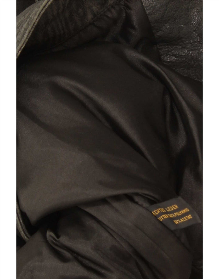 Giacca in pelle vintage da donna UK 18 XL nera