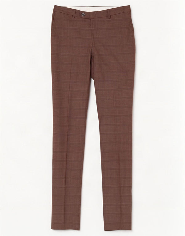 Pantaloni da abito slim da uomo Cerruti 1881 W32 L36 Lana a quadri marroni