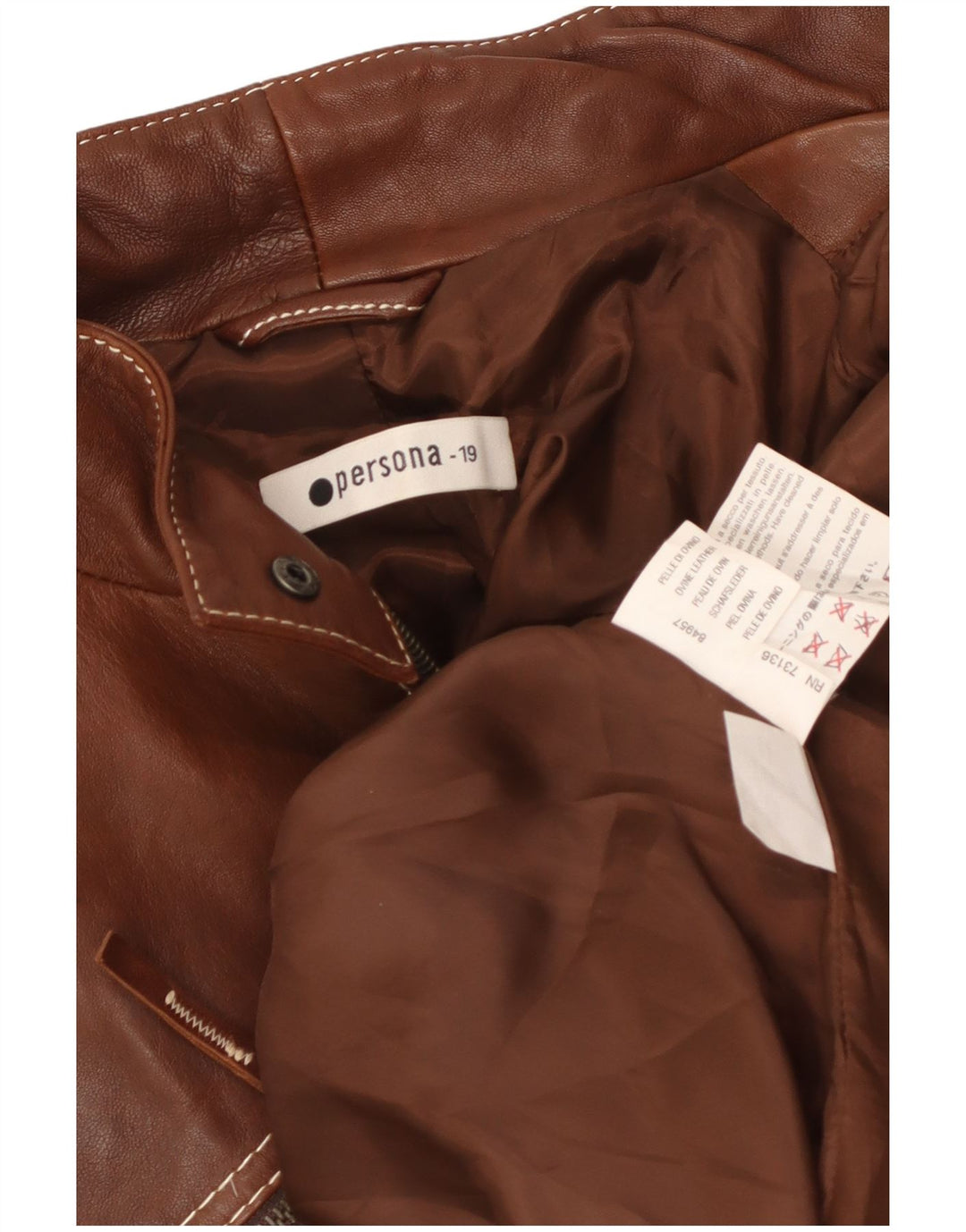 Giacca in pelle oversize da donna Persona taglia 19 piccola in pelle marrone