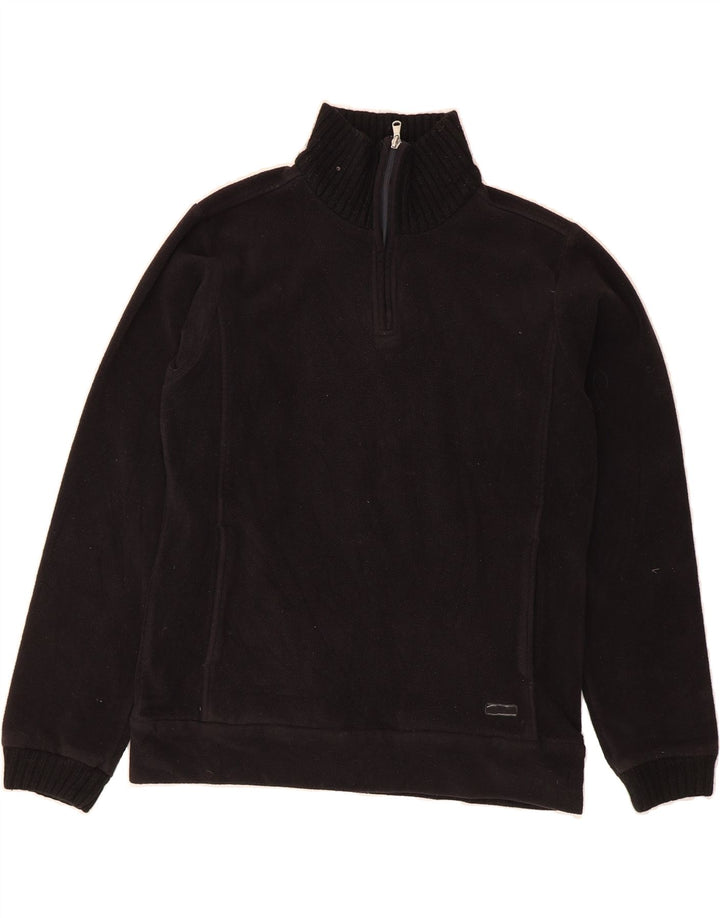 CHAMPION Womens Zip Neck Fleece Jumper UK 14 Medium Black Vintage Champion and Second-Hand Champion from Messina Hembry 