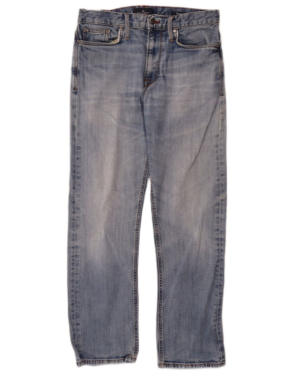 Jeans dritti regolari da uomo Marks & Spencer blu Harbour W30 L29 cotone