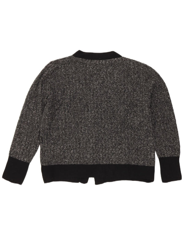 Luisa Spagnoli maglione cardigan corto da donna UK 16 grande grigio screziato