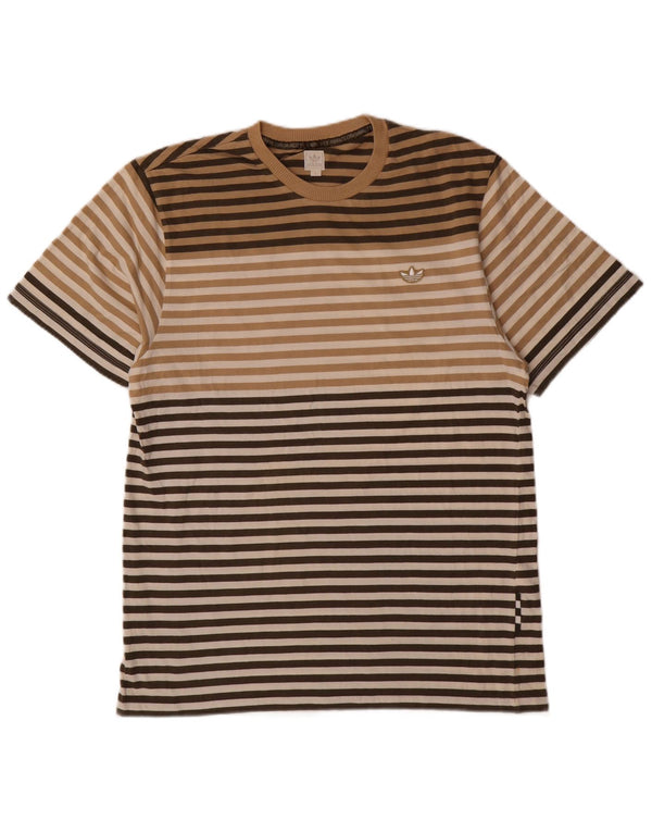 T-shirt da uomo Adidas Top grande in cotone a righe marroni