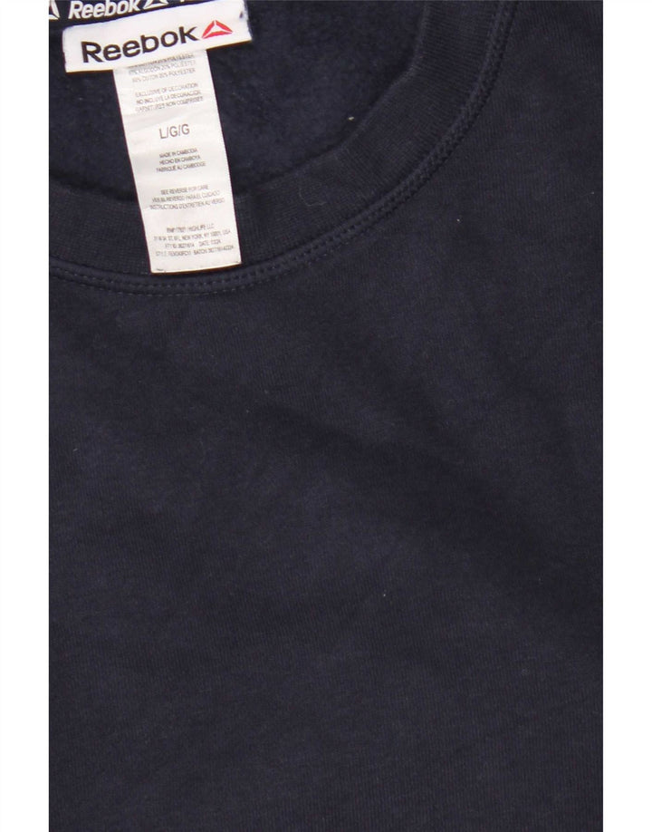 Felpa Reebok da uomo, maglione grande, in cotone blu navy