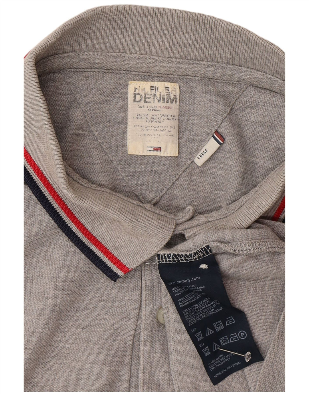 Polo da uomo Tommy Hilfiger grande in cotone grigio