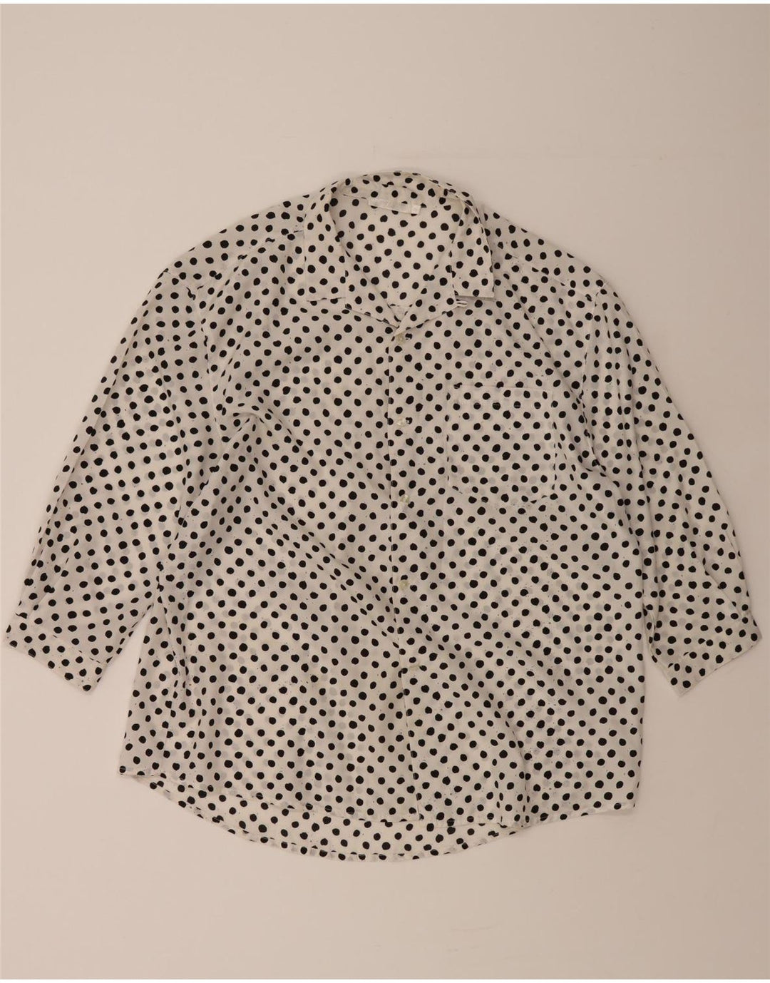 VINTAGE Womens See Through Shirt Blouse UK 14  Medium White Polka Dot Vintage Vintage and Second-Hand Vintage from Messina Hembry 