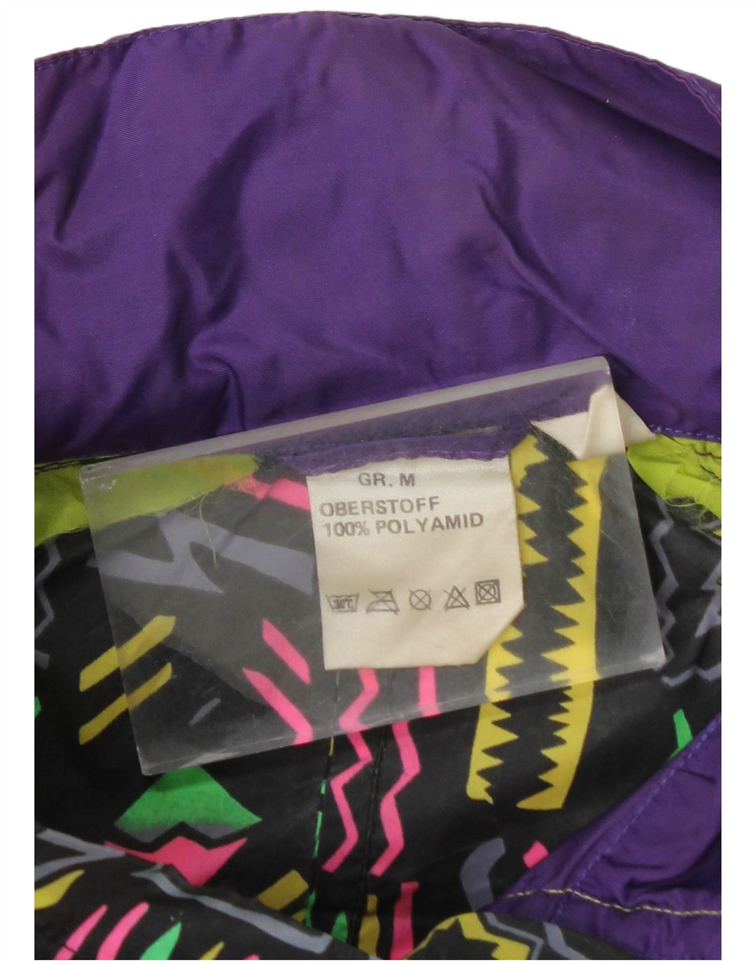 Giacca antipioggia da uomo vintage UK 38 Poliammide geometrica viola medio