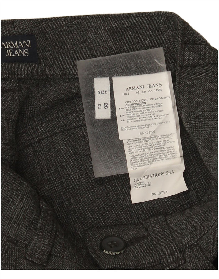 Pantaloni casual slim da donna Armani W26 L28 poliestere a quadri grigi