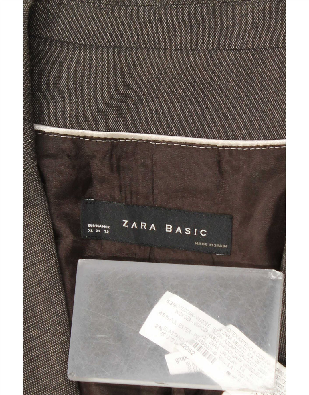 Giacca blazer a 1 bottone da donna Zara UK 18 XL viscosa grigia
