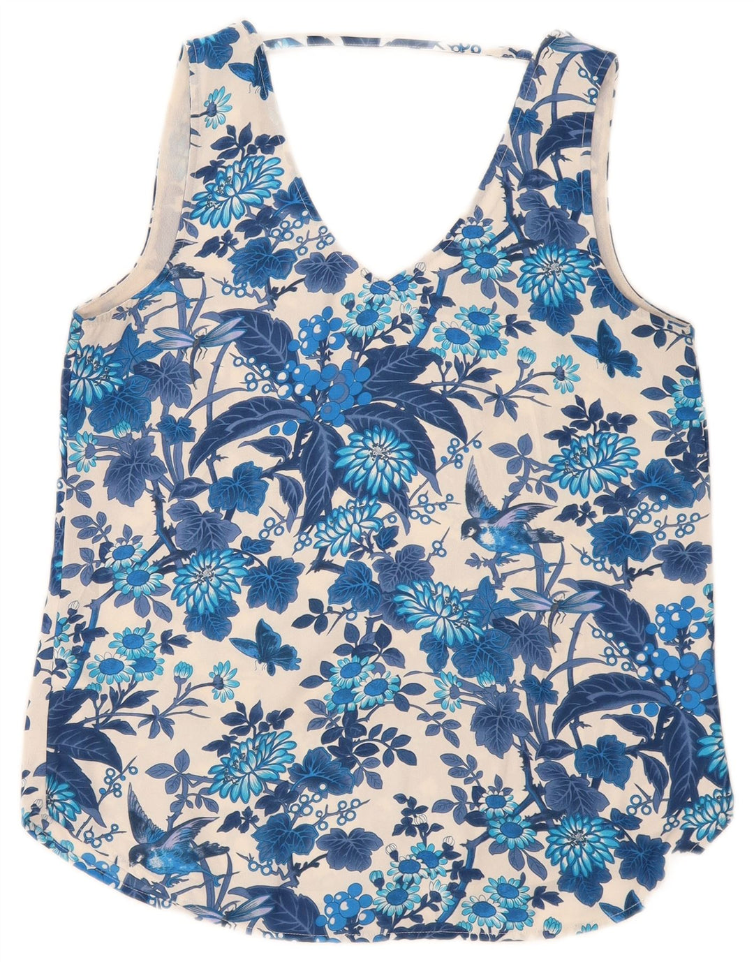 Camicetta senza maniche da donna Oasis UK 12 Poliestere floreale blu medio