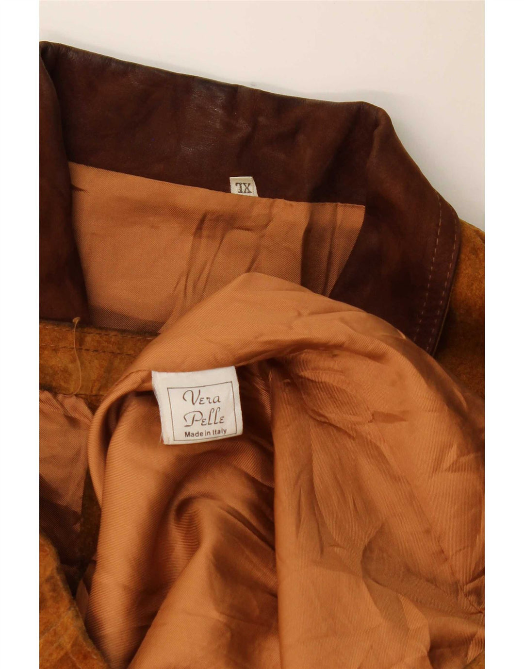 Soprabito vintage da uomo in pelle scamosciata UK 42 XL in pelle marrone