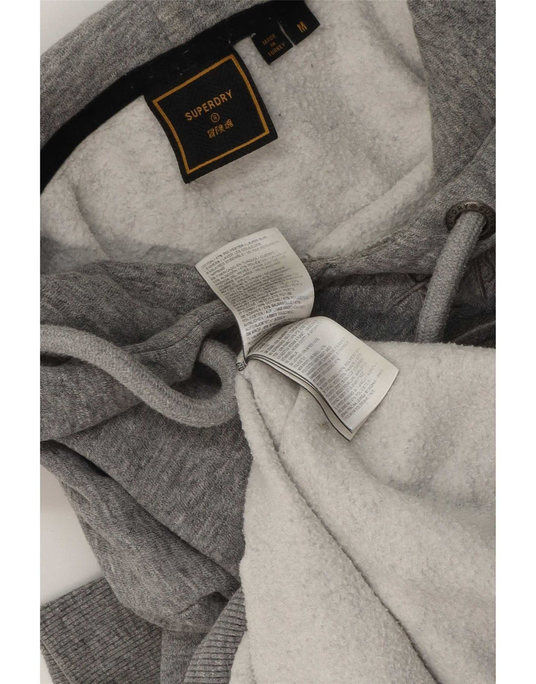 Maglione con cappuccio grafico da uomo Superdry in cotone chiazzato grigio medio