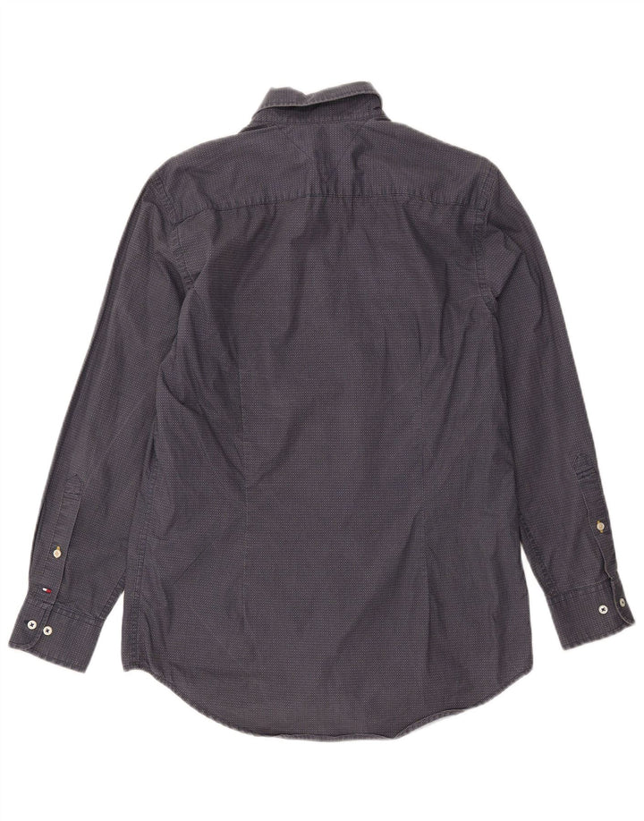 TOMMY HILFIGER Camicia slim fit da uomo in cotone maculato blu navy medio