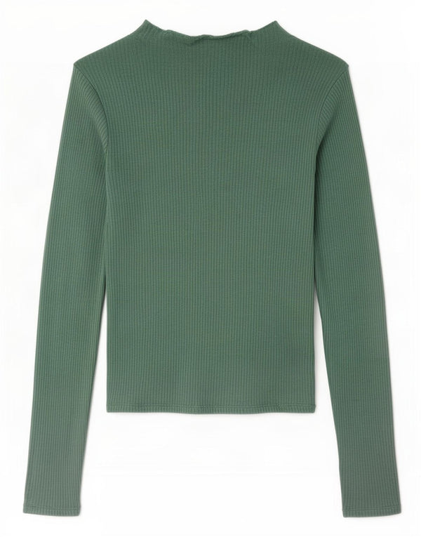 Topshop Donna Top Manica Lunga UK 6 XS Verde Viscosa