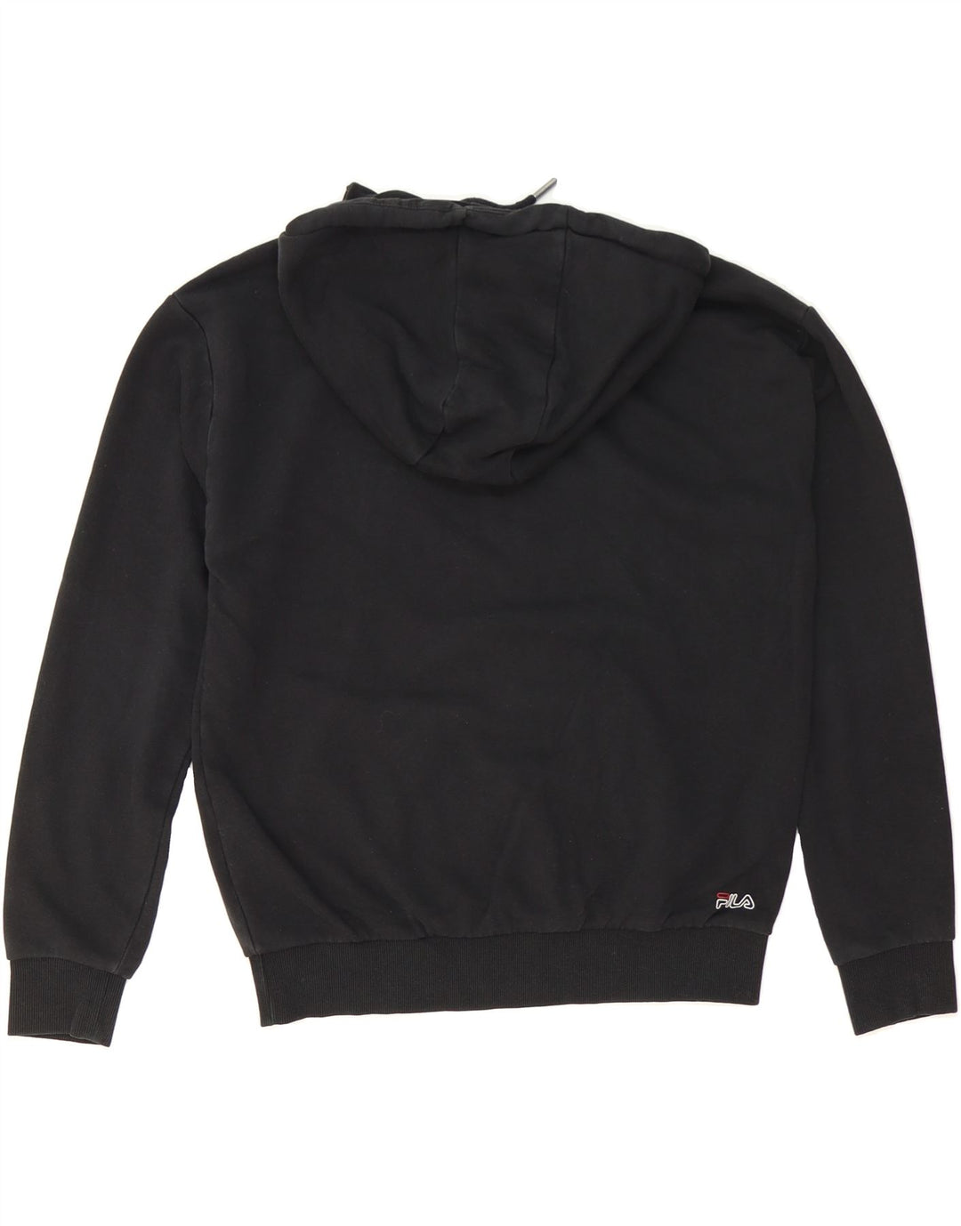FILA Mens Graphic Hoodie Jumper Small Black Cotton Vintage Fila and Second-Hand Fila from Messina Hembry 