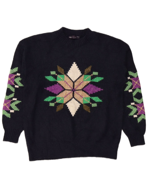 Maglione maglione girocollo da donna Marks & Spencer UK 14 blu navy medio