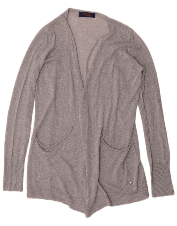Maglione cardigan oversize da donna Trussardi Jeans UK 6 XS argento chiazzato