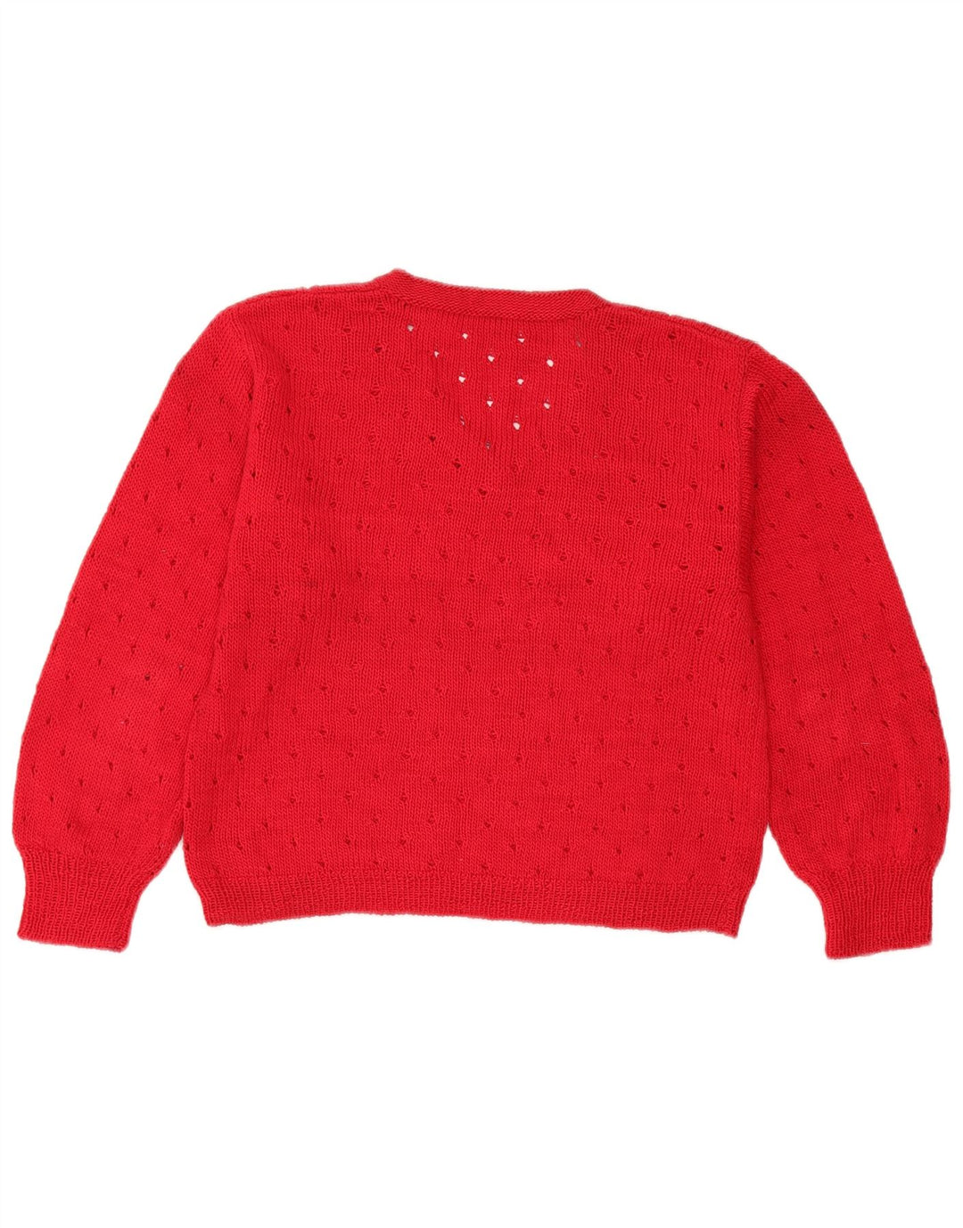 Maglione vintage da donna con scollo a V corto UK 12 rosso medio