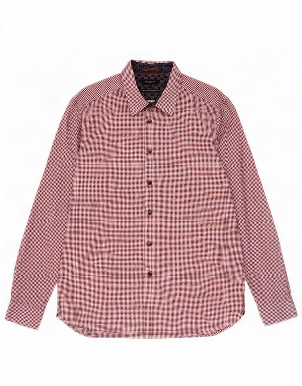 Camicia da uomo Ted Baker taglia 7 3XL cotone geometrico rosso classico