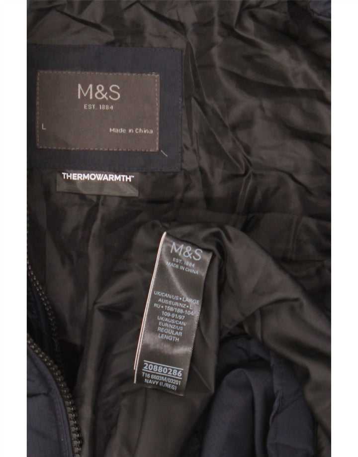 Giacca imbottita da uomo Marks & Spencer UK 40 grande poliestere blu navy