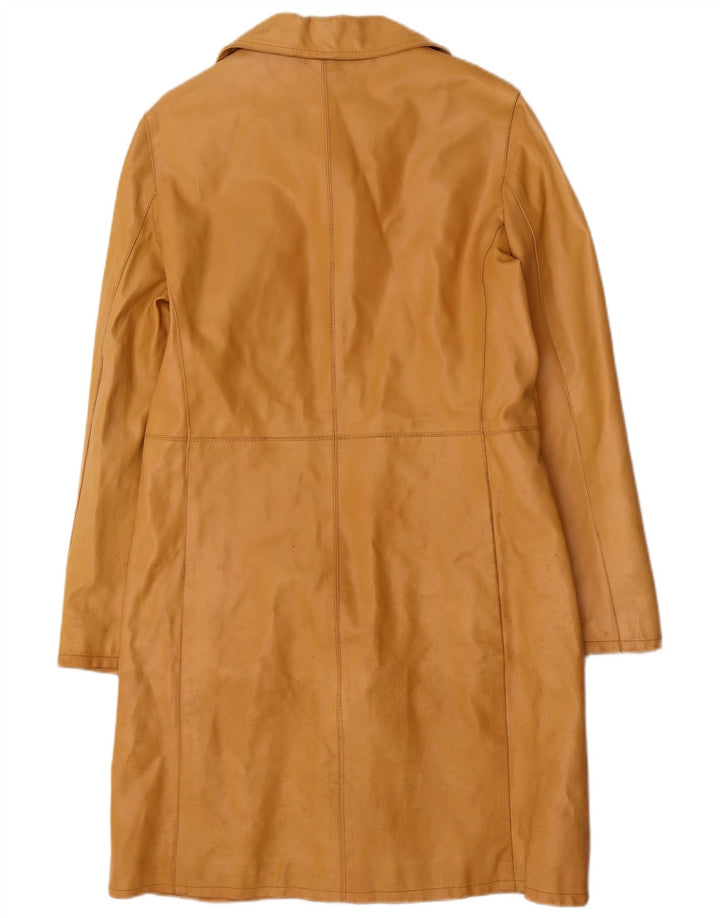 Cappotto in pelle vintage da donna IT 46 grande in pelle marrone