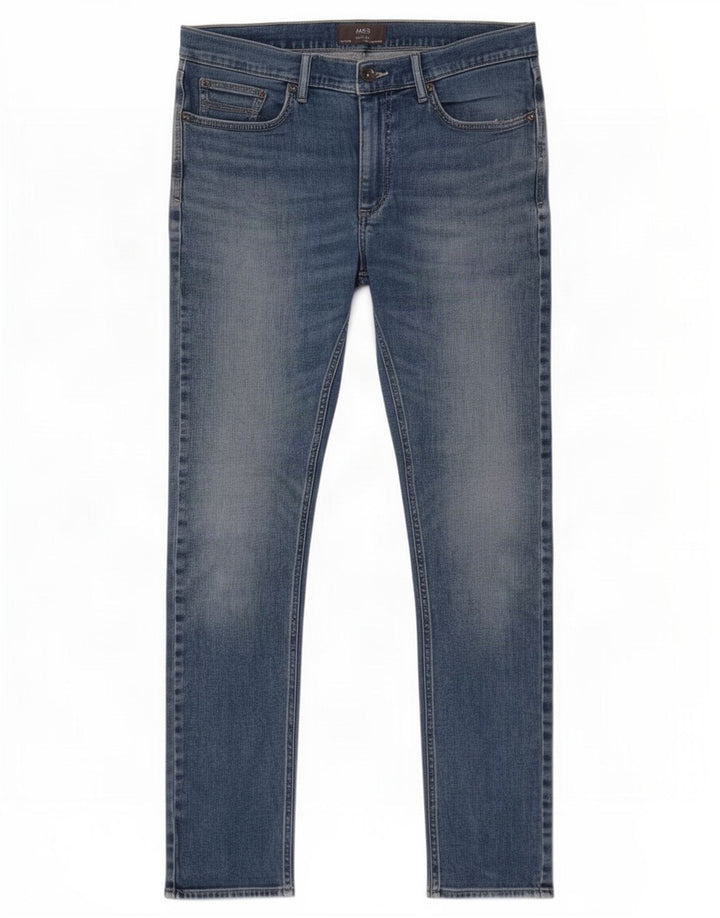 Jeans slim da uomo Marks & Spencer W34 L33 cotone blu
