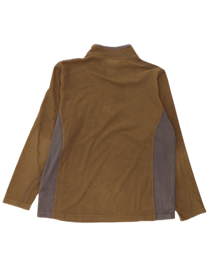 Maglione in pile da uomo Columbia con zip e collo grande, poliestere color block kaki