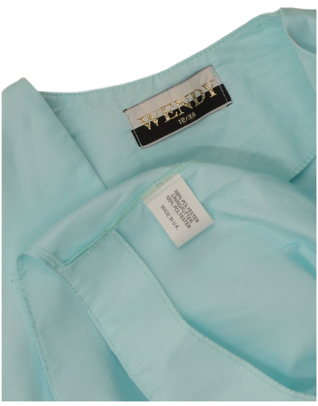 Top Bolero da donna vintage UK 12 poliestere blu medio