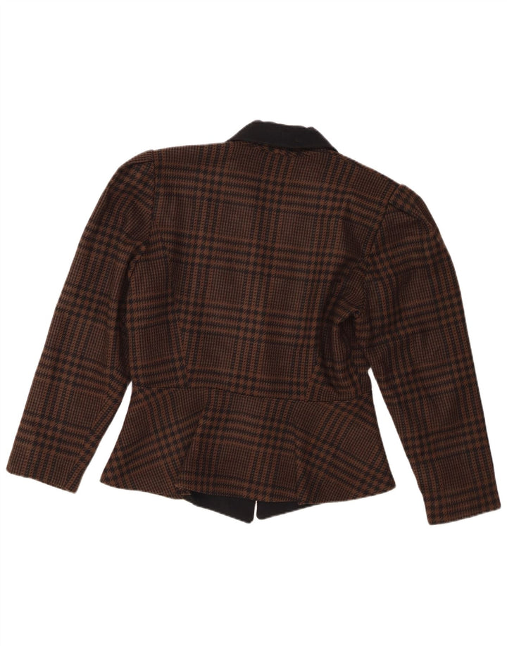 Giacca blazer vintage da donna a 1 bottone IT 46 grande pied de poule marrone
