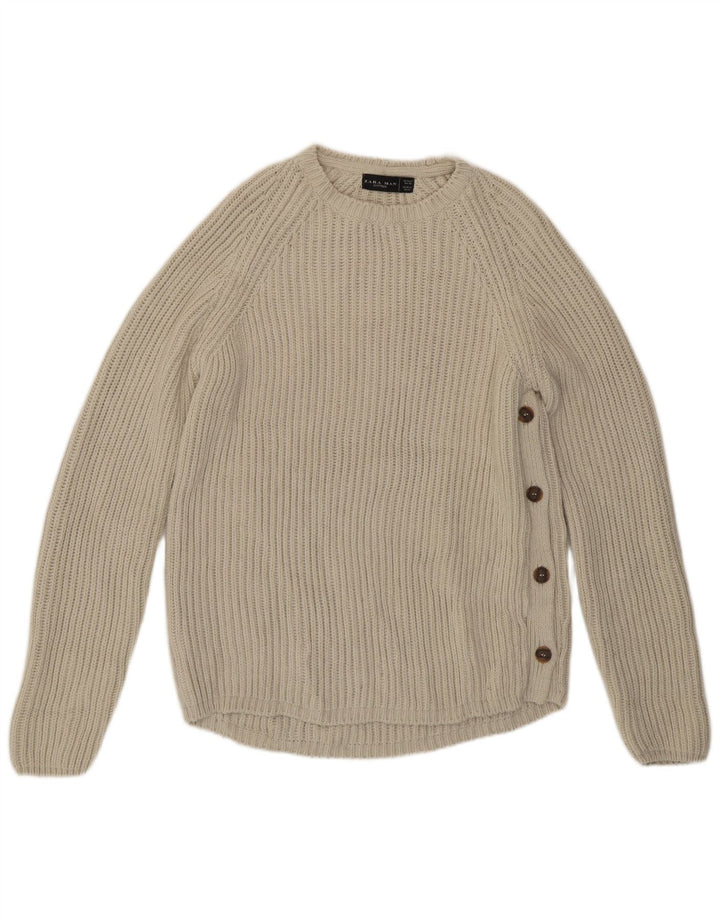 Maglione maglione girocollo da uomo Zara grande in acrilico grigio