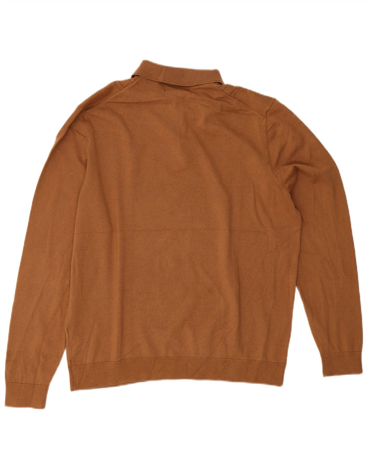 Maglione da uomo Marks & Spencer con collo alto, grande, in cotone marrone