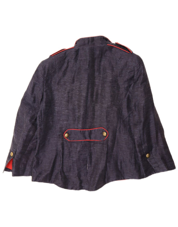 Giacca blazer militare da donna Zara UK 14 grande in cotone blu navy