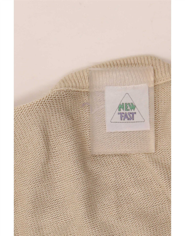 Maglione maglione girocollo da uomo New Fast XL Beige geometrico