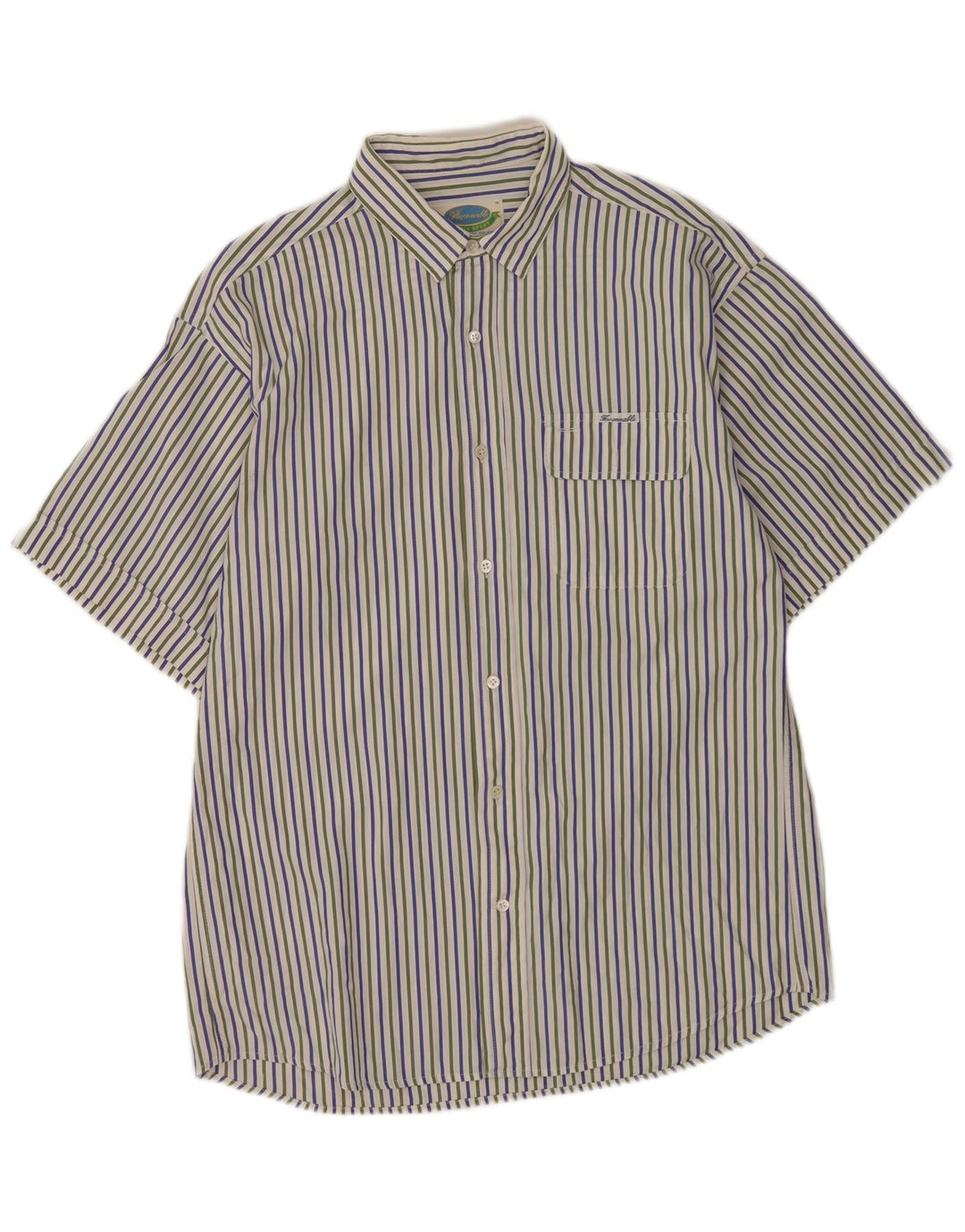 Camicia a maniche corte da uomo Faconnable in cotone a righe bianco sporco medio