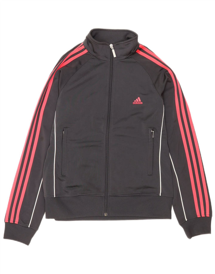 Giacca da ginnastica da donna Adidas UK 16 grande poliestere grigio