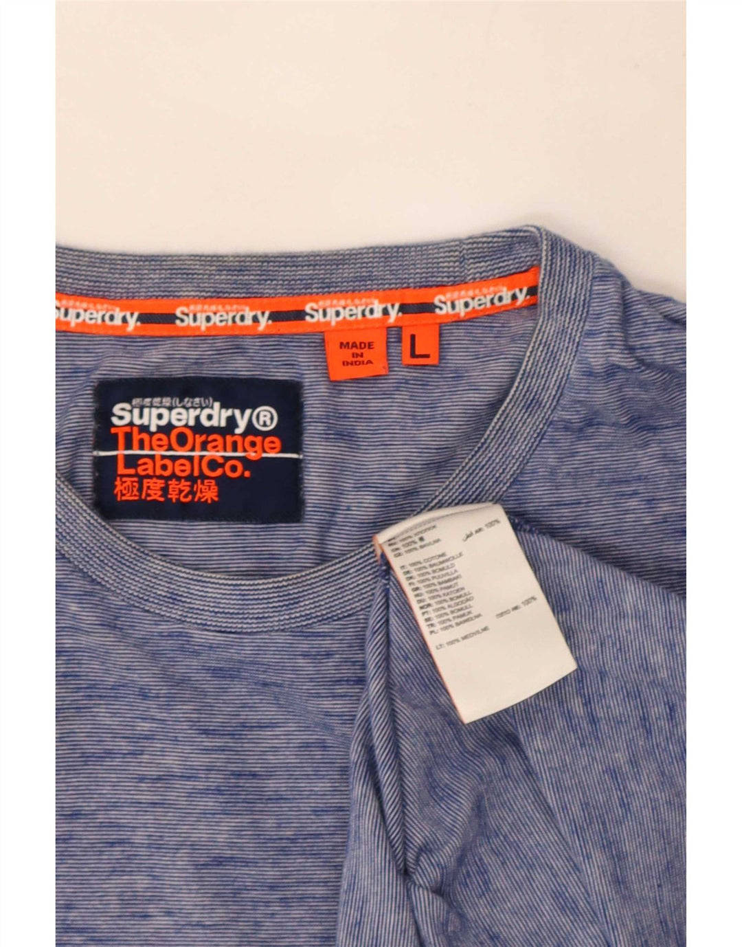 T-shirt da uomo Superdry Top grande in cotone chiazzato blu