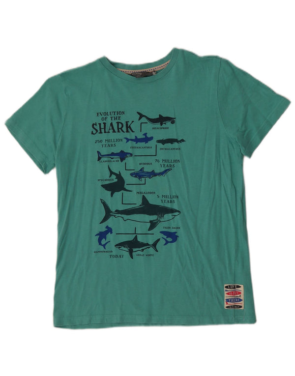 T-shirt grafica per ragazzi Fat Face Top 12-13 anni in cotone verde